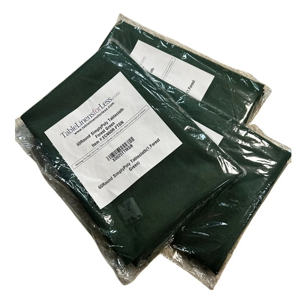 3-60” ROUND TABLECLOTH SIMPLY POLY FOREST GREEN TABLE CLOTHS, 3-PK